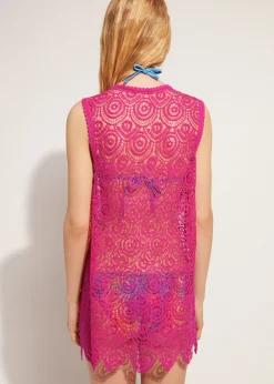 Beachwear^Calzedonia Crochet Gilet 614C - Bright Pink