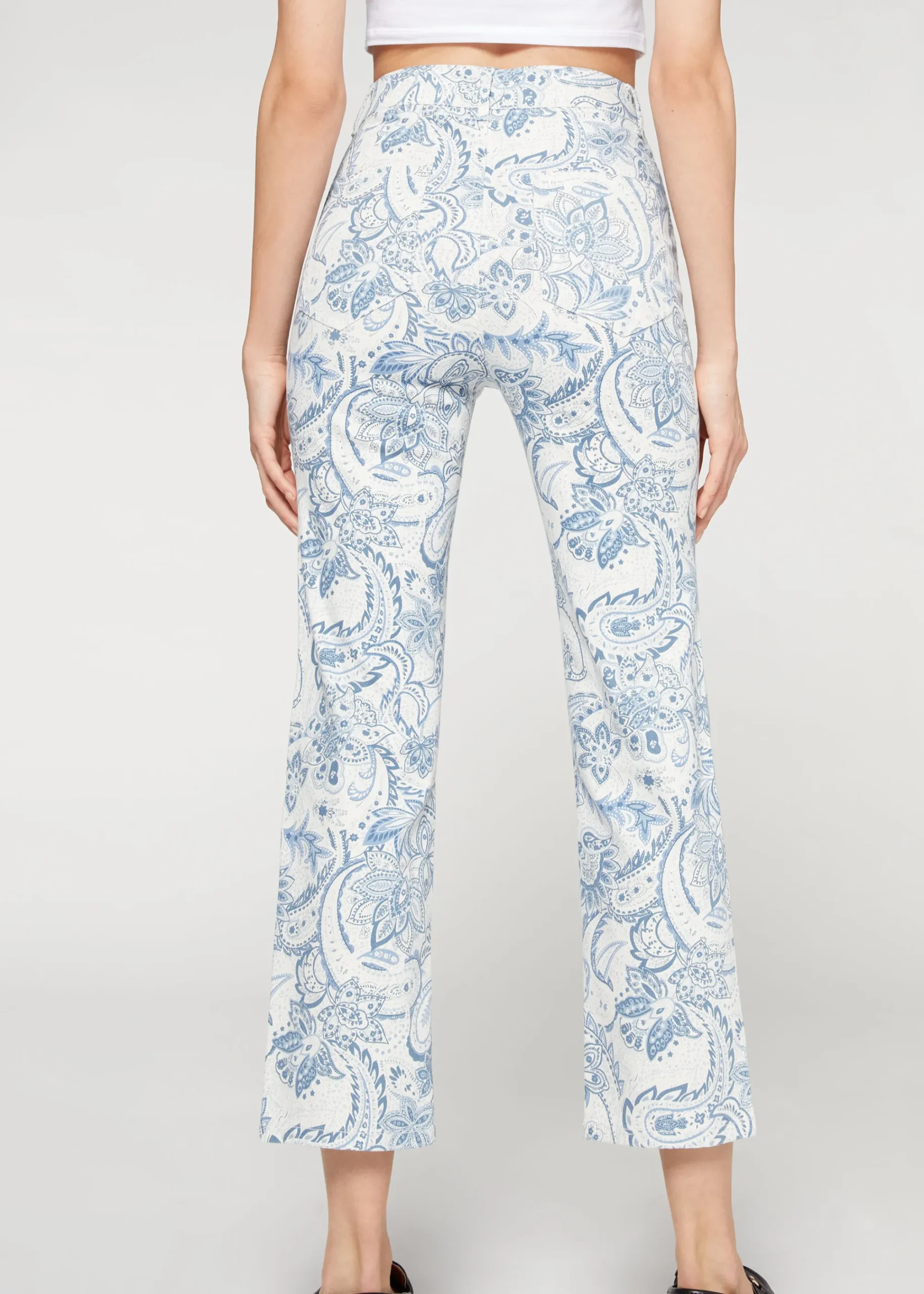 Trousers^Calzedonia Cropped Flared High Waist Jeans 5222 - Paisley Print