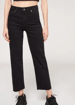 Trousers^Calzedonia Cropped Straight Jeans 3293 - Black Denim
