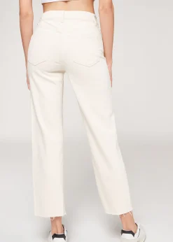 Trousers^Calzedonia Cropped Straight Jeans 5225 - Ecru