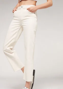 Trousers^Calzedonia Cropped Straight Jeans 5225 - Ecru