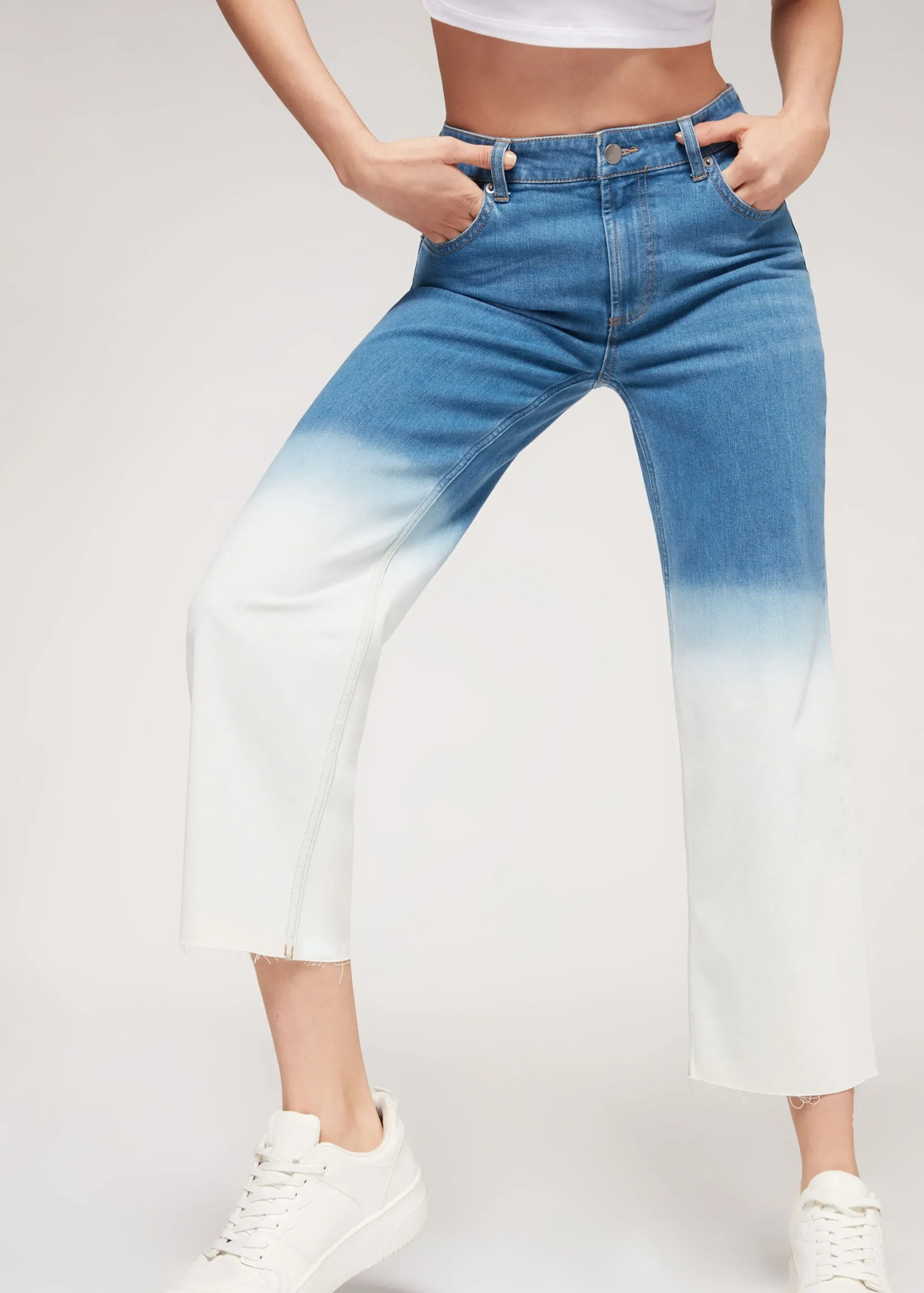 Trousers^Calzedonia Cropped Straight Jeans 664C - Blue Jeans Sfumato