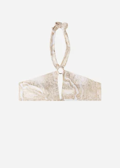 Bikini^Calzedonia Cut-Out Bandeau Bikini Top Melbourne 631C - Gold Marble