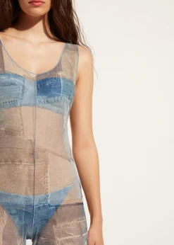 Beachwear^Calzedonia Denim Patchwork Short Jumpsuit 726C - Denim Patchwork