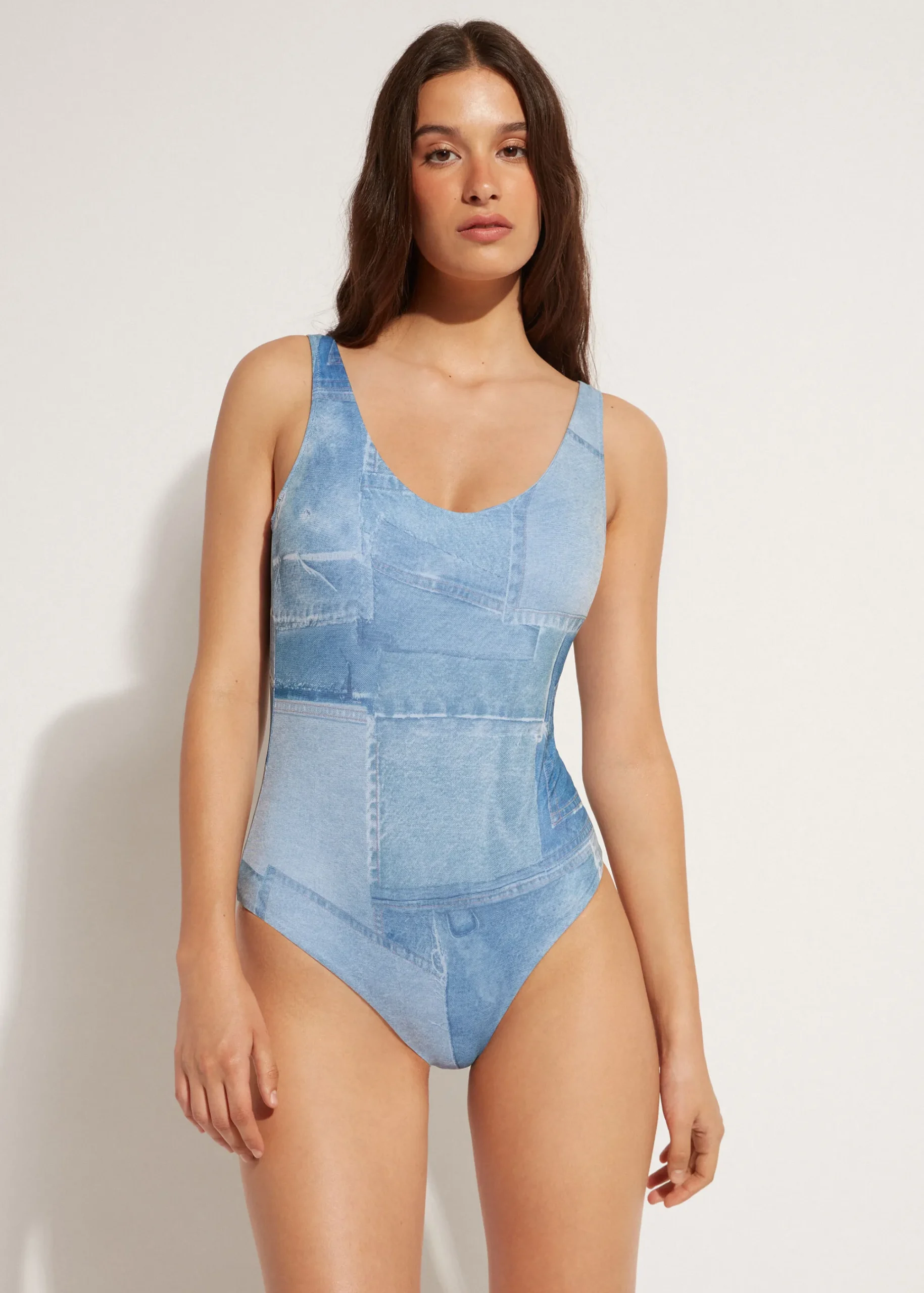 One-Piece Swimswuits^Calzedonia Denim Swimsuit Ibiza 726C - Denim Patchwork