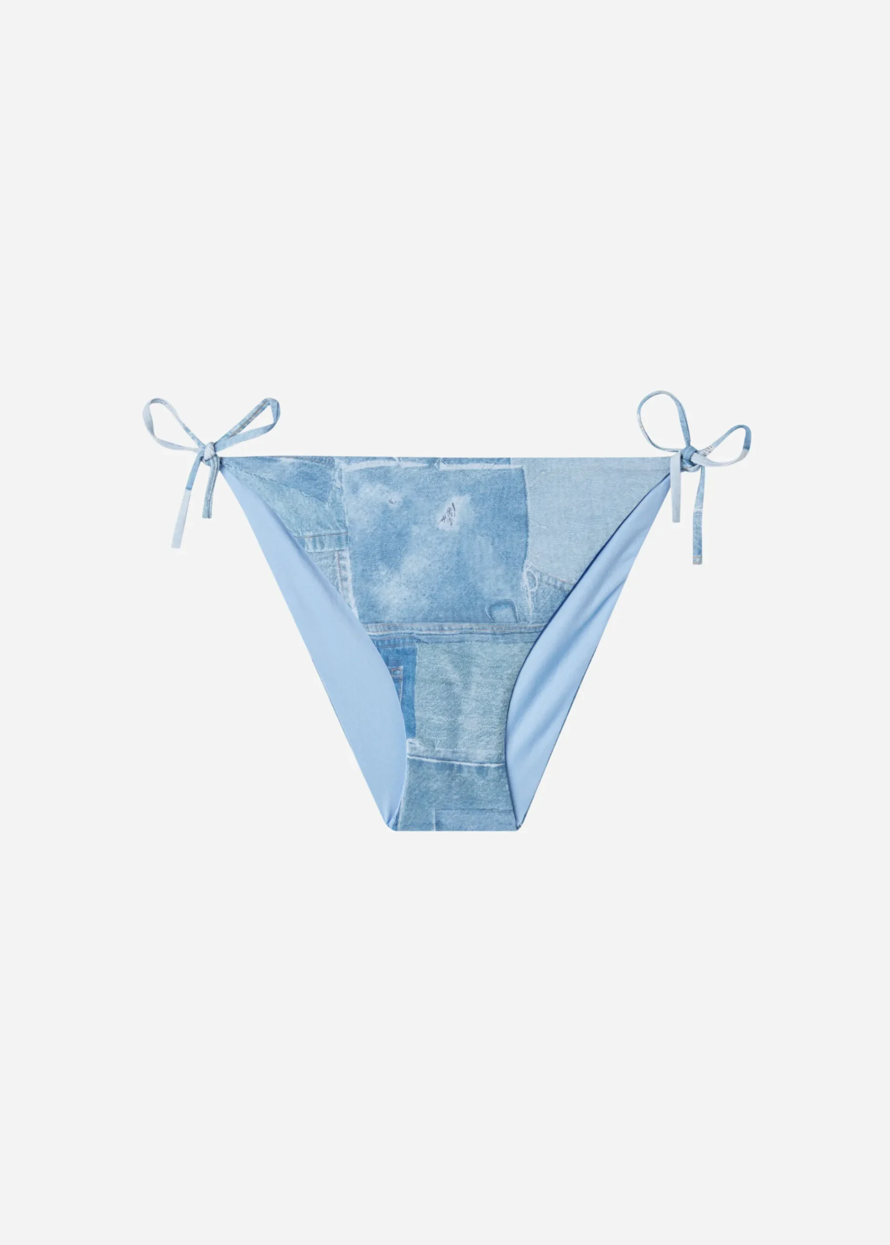 Bikini^Calzedonia Denim Tie Bikini Bottoms Ibiza 726C - Denim Patchwork