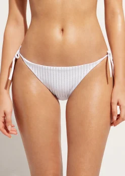 Bikini^Calzedonia Diamante Tie Bikini Bottoms Shanghai 624C - White Rhinestone