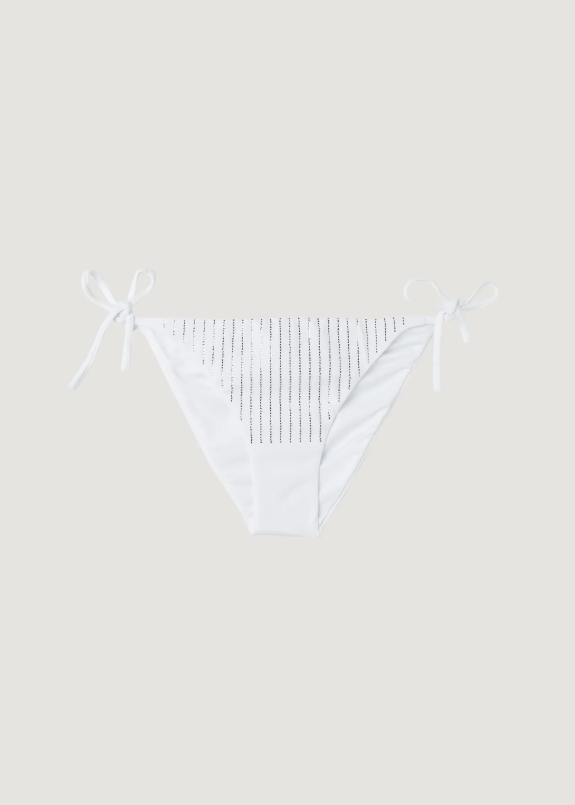 Bikini^Calzedonia Diamante Tie Bikini Bottoms Shanghai 624C - White Rhinestone