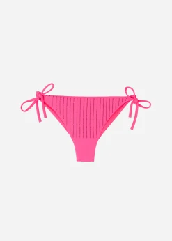Bikini^Calzedonia Diamante Tie Brazilian Bikini Bottoms Shanghai 625C - Bright Pink Rhinestone