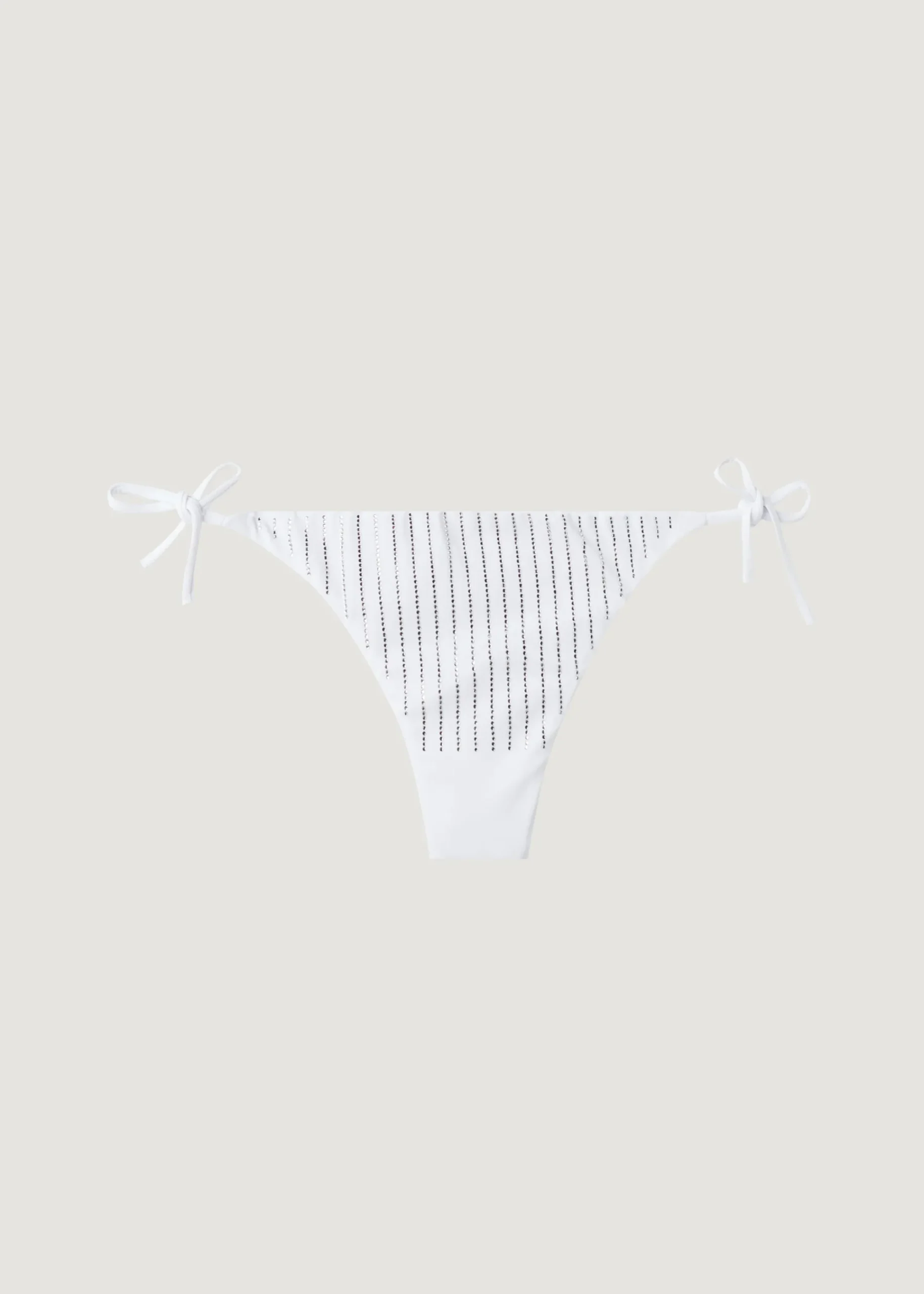 Bikini^Calzedonia Diamante Tie Brazilian Bikini Bottoms Shanghai 624C - White Rhinestone