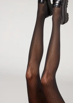 Patterned Tights^Calzedonia Diamond-Patterned Fishnet Tights 7811 - Rombetto Nero