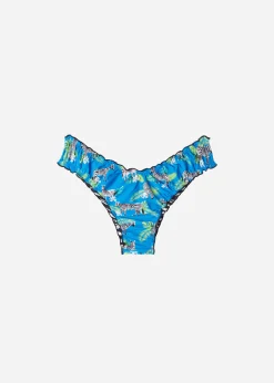 Bikini^Calzedonia Double Face High-Leg Brazilian Bikini Bottoms Cancun 693C - Blue Zebra