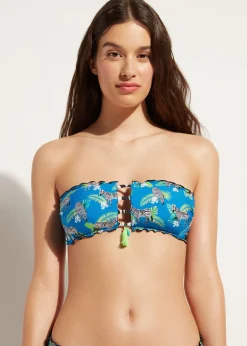Bikini^Calzedonia Double Face Padded Bandeau Bikini Top Cancun 693C - Blue Zebra