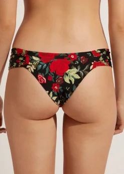 Bikini^Calzedonia Double Face Ruched Brazilian Bikini Bottoms Nizza 685C - Pink Animal Print