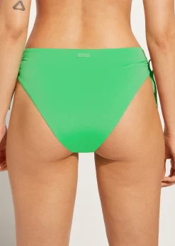 Bikini^Calzedonia Drawstring High-Waisted Bikini Bottoms Indonesia 615C - Shiny Green