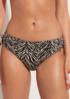 Bikini^Calzedonia Drawstring High-Waisted Bikini Bottoms Nairobi 684C - Wild Stripes