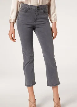 Jeans^Calzedonia Eco Light Denim Cropped Flared Jeans 4818 - Grey Denim