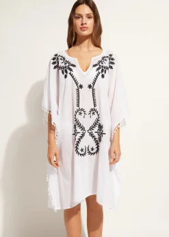 Beachwear^Calzedonia Embroidery And Passementerie Kimono Kaftan 01 - White