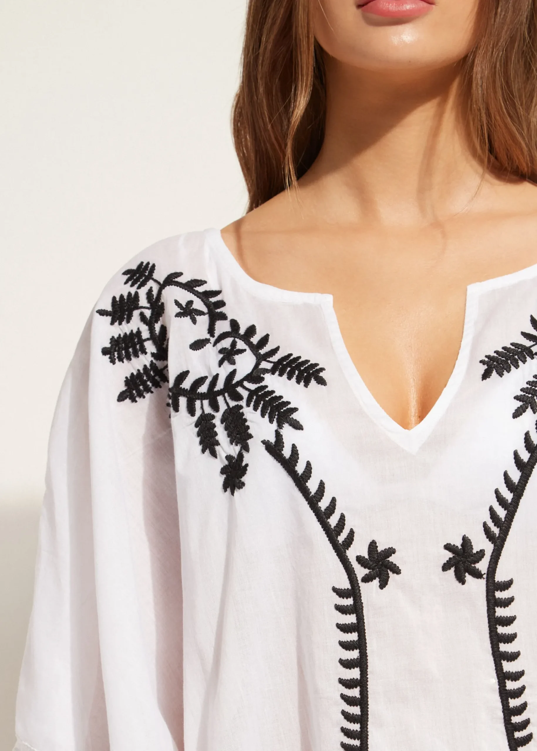 Beachwear^Calzedonia Embroidery And Passementerie Kimono Kaftan 01 - White