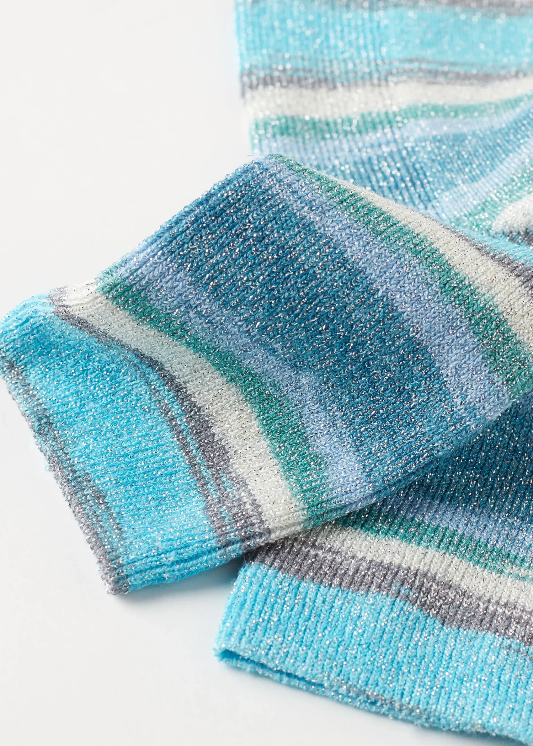 Short Socks^Calzedonia Faded Striped Short Socks With Glitter 9690 - Faded Blue Glitter