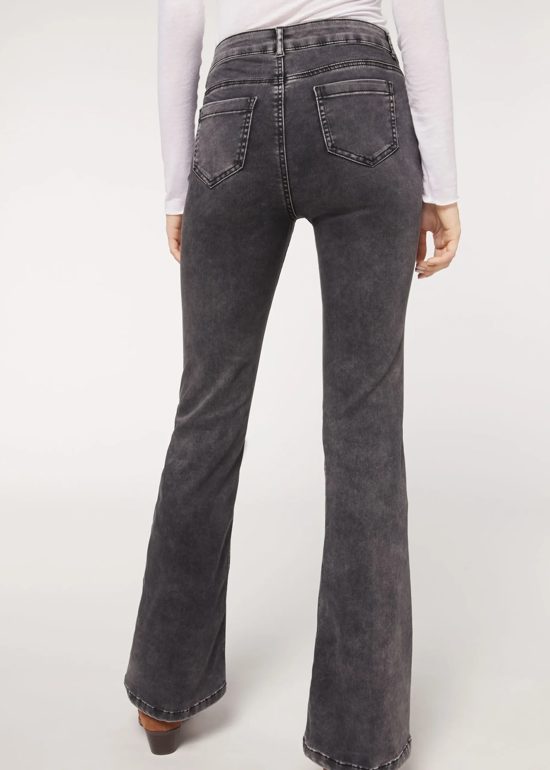 Jeans^Calzedonia Flared Jeans 4597 - Washed Acid Grey