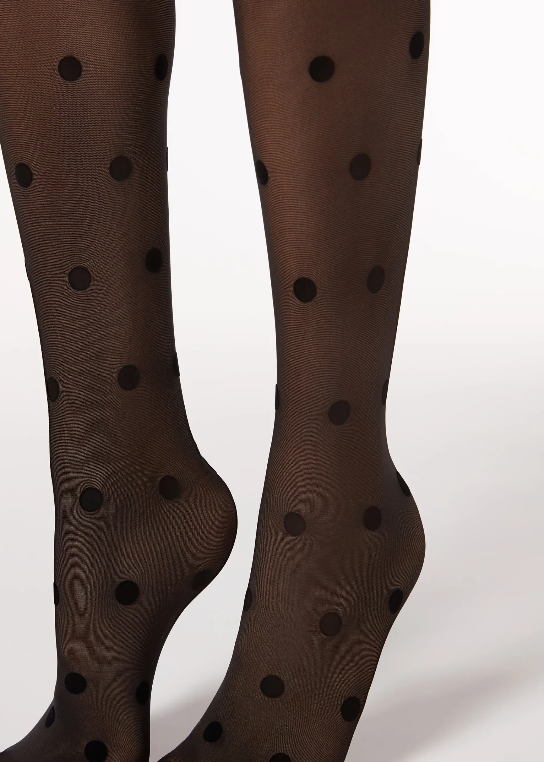 Sheer Tights^Calzedonia Flock Polka Dot 30 Denier Sheer Tights 019 - Black