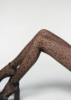 Sheer Tights^Calzedonia Flock Stars 30 Denier Sheer Tights 019 - Black