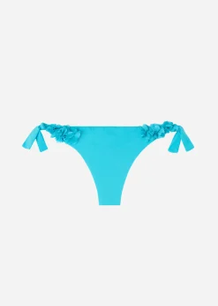 Bikini^Calzedonia Floral Bow Brazilian Bikini Bottoms Honolulu 708C - Turquoise Green Flowers