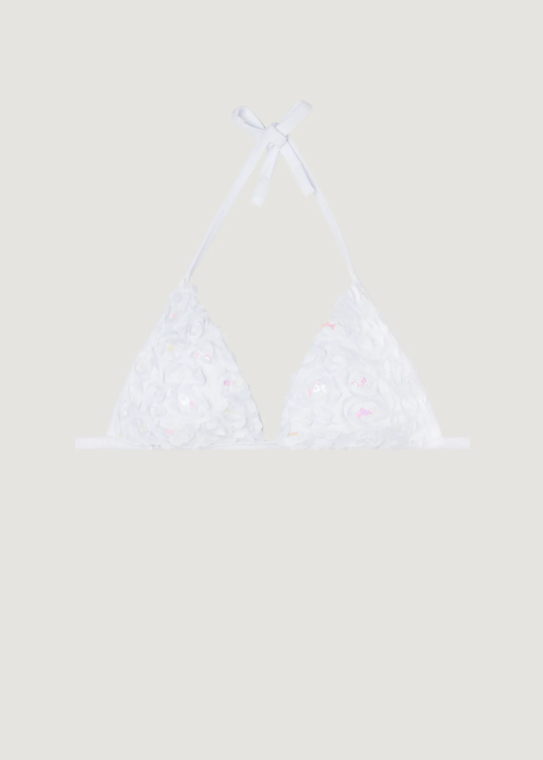 Bikini^Calzedonia Floral Graduated Padded Triangle Bikini Top Parigi 709C - White Roses