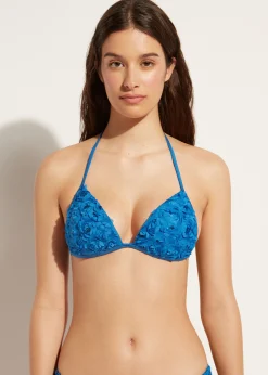 Bikini^Calzedonia Floral Graduated Padded Triangle Bikini Top Parigi 699C - Blue Roses