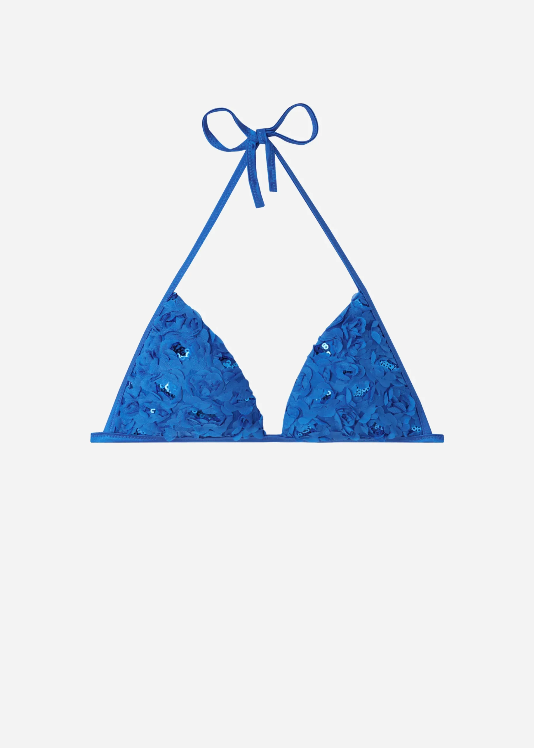 Bikini^Calzedonia Floral Graduated Padded Triangle Bikini Top Parigi 699C - Blue Roses