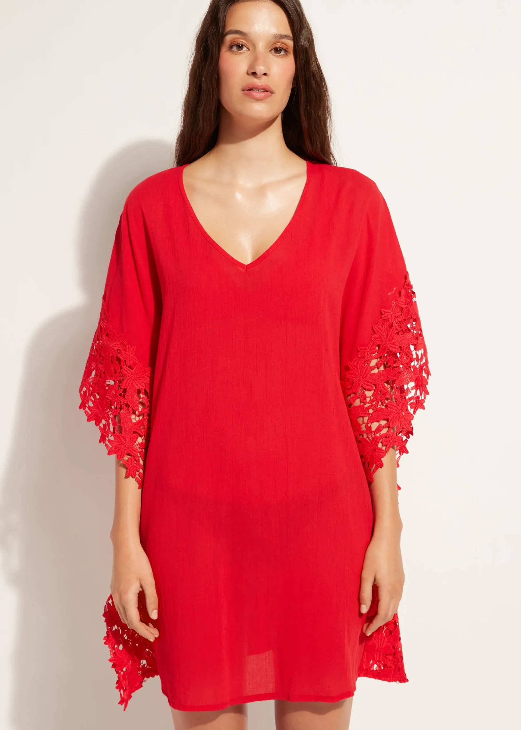 Beachwear^Calzedonia Floral Macrame Lace Kaftan 645C - Summer Red