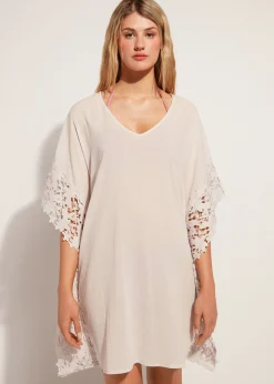 Beachwear^Calzedonia Floral Macrame Lace Kaftan 471C - Natural Ecru