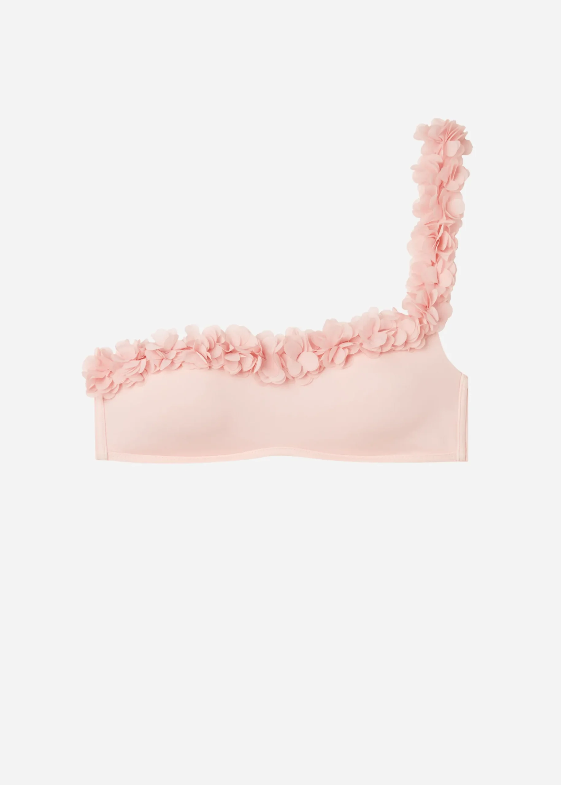 Bikini^Calzedonia Floral One-Shoulder Bandeau Bikini Top Honolulu 698C - Pink Flowers