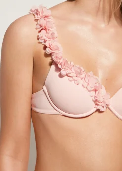 Bikini^Calzedonia Floral Padded Push-Up Bikini Top Honolulu 698C - Pink Flowers