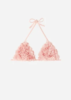 Bikini^Calzedonia Floral Slide Triangle Bikini Top Honolulu 698C - Pink Flowers