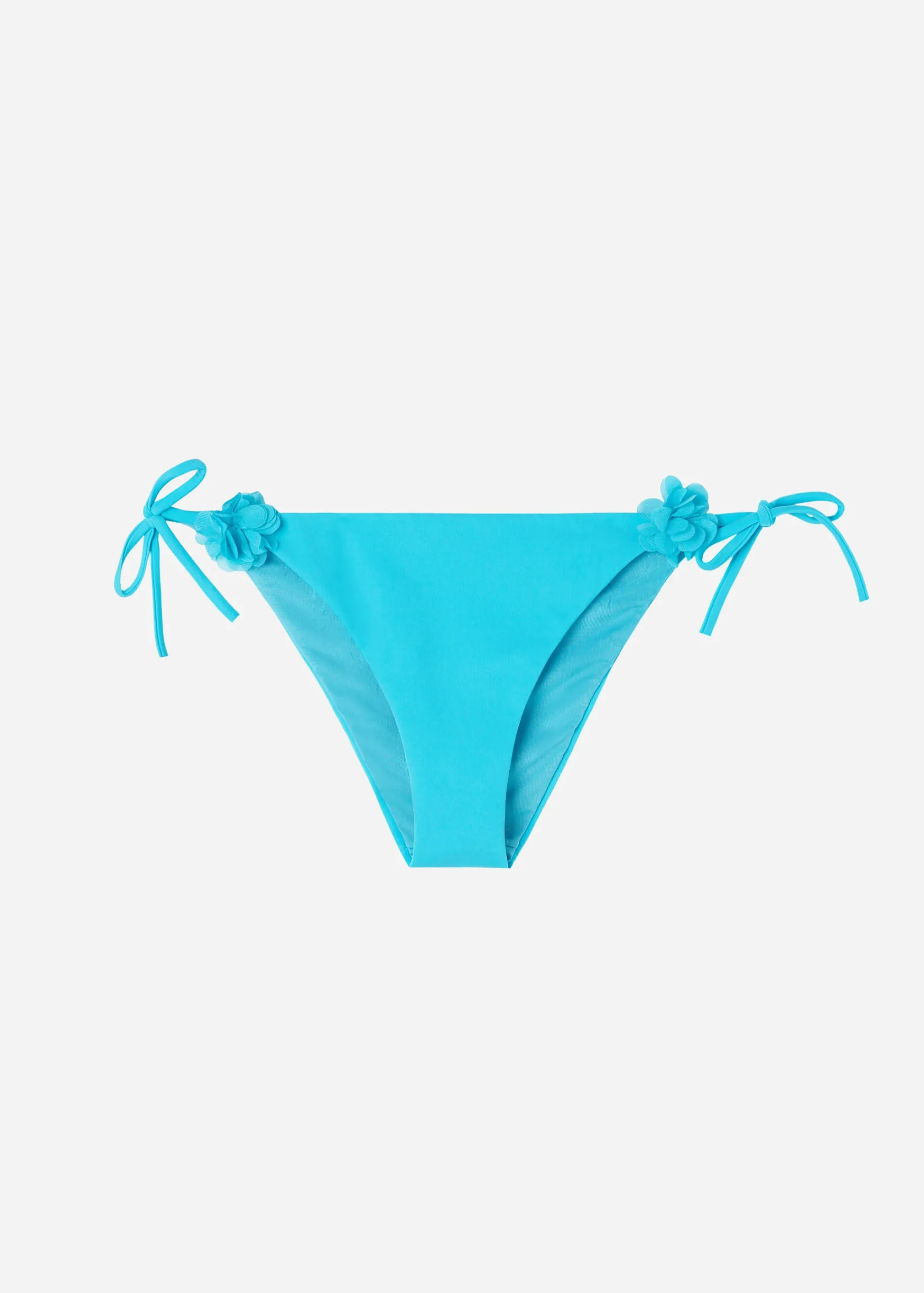 Bikini^Calzedonia Floral Tie Bikini Bottoms Honolulu 708C - Turquoise Green Flowers