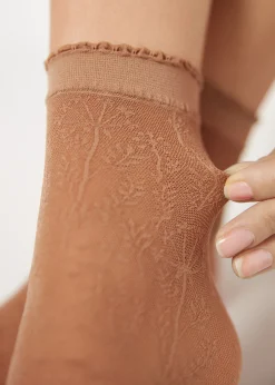 Short Socks^Calzedonia Floral-Patterned Mesh Short Socks 5179 - Nude Flowers