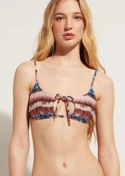 Bikini^Calzedonia Formentera Cut-Out Crop Bikini Top 689C - Tie Dye Lame