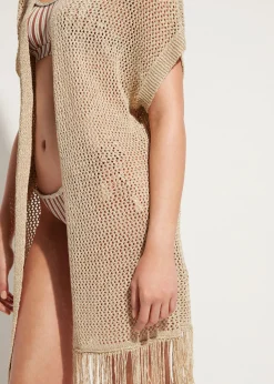 Beachwear^Calzedonia Fringed Gold Mesh Gilet 560C - Gold