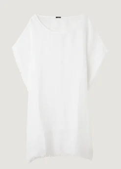Beachwear^Calzedonia Fringed Linen Mesh Kaftan 01 - White