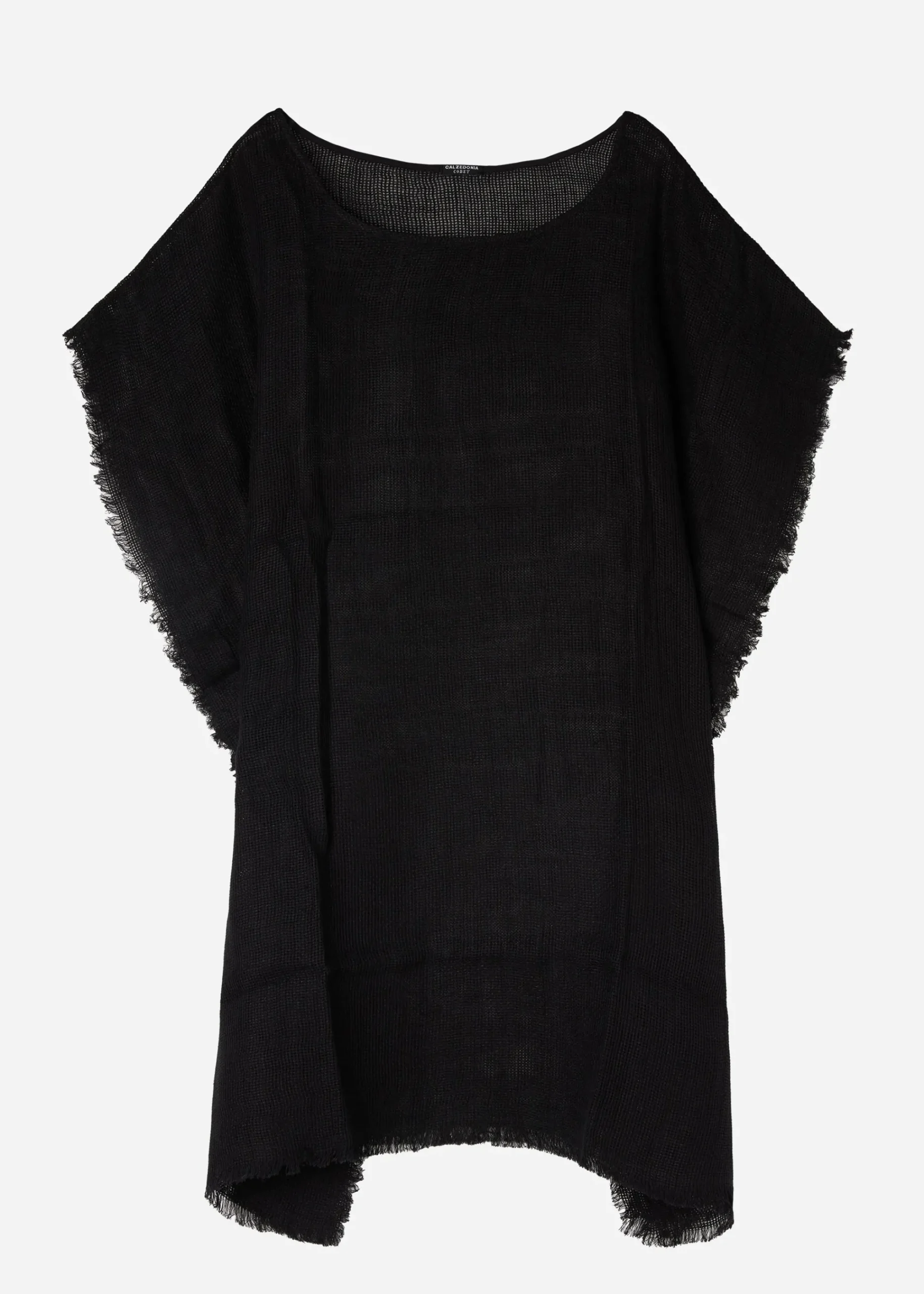 Beachwear^Calzedonia Fringed Linen Mesh Kaftan 06 - Black