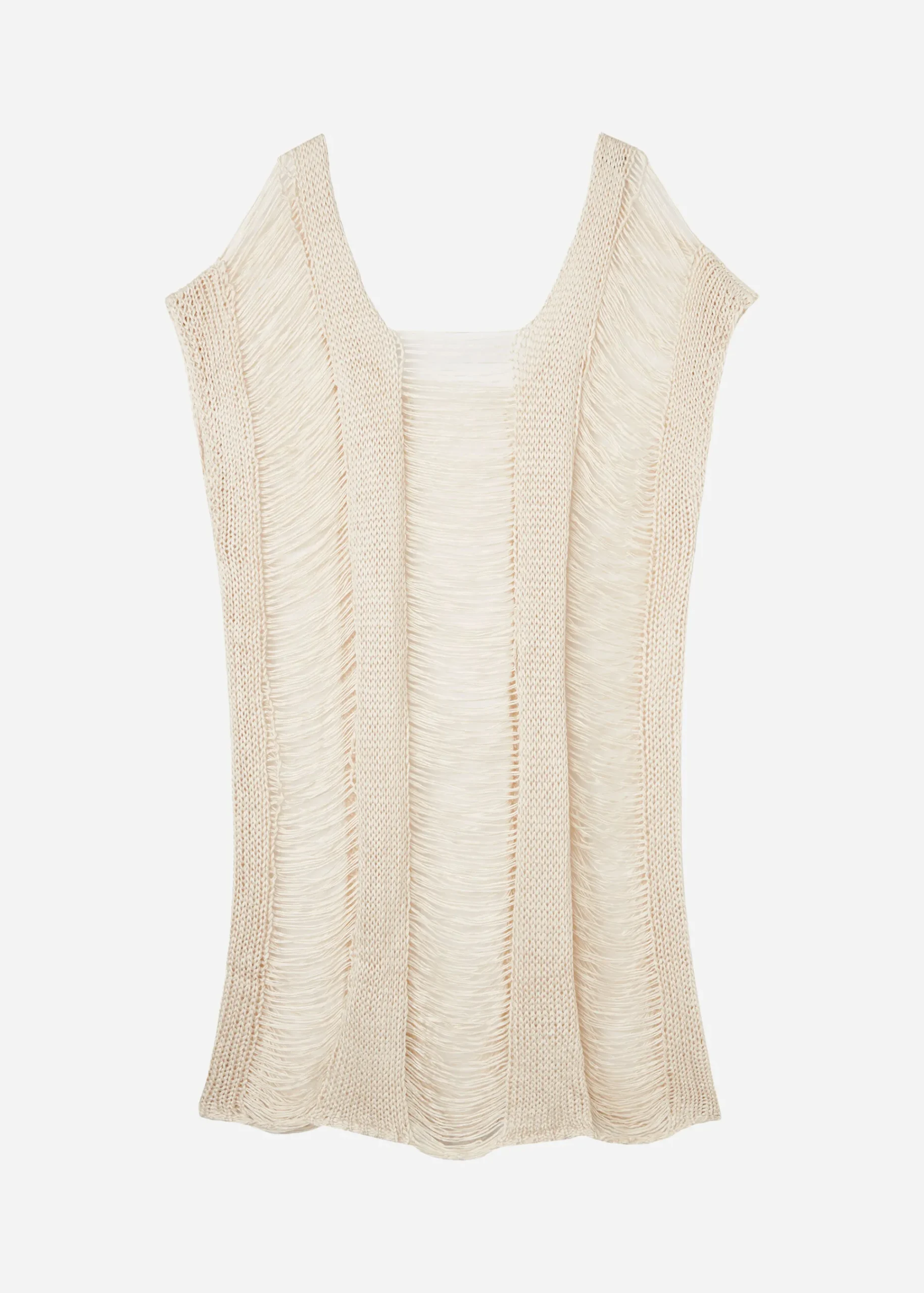 Beachwear^Calzedonia Fringed Short Kaftan 471C - Natural Ecru