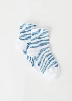Short Socks^Calzedonia Girls' Animal Print Short Socks 9646 - Blue Zebra