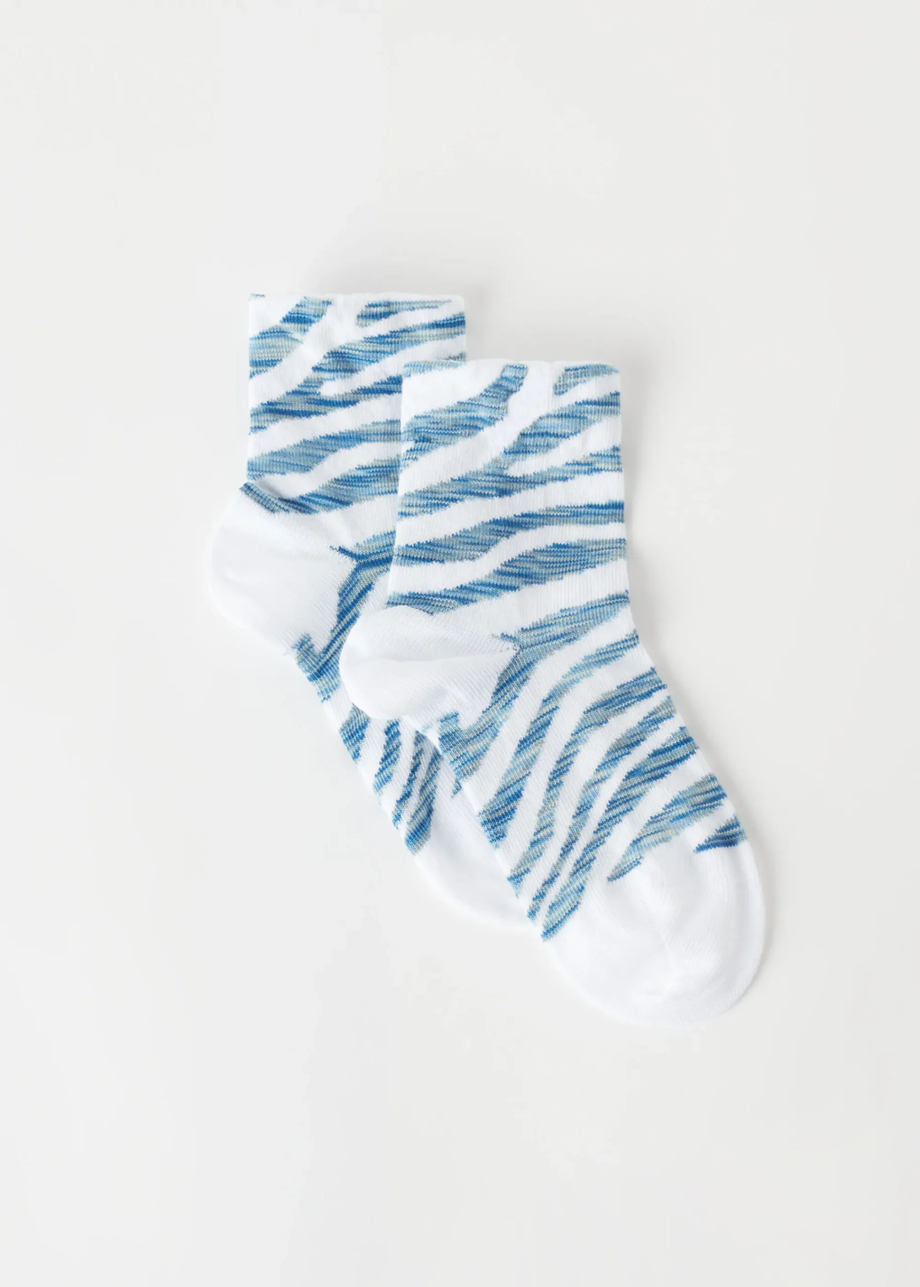 Short Socks^Calzedonia Girls' Animal Print Short Socks 9646 - Blue Zebra