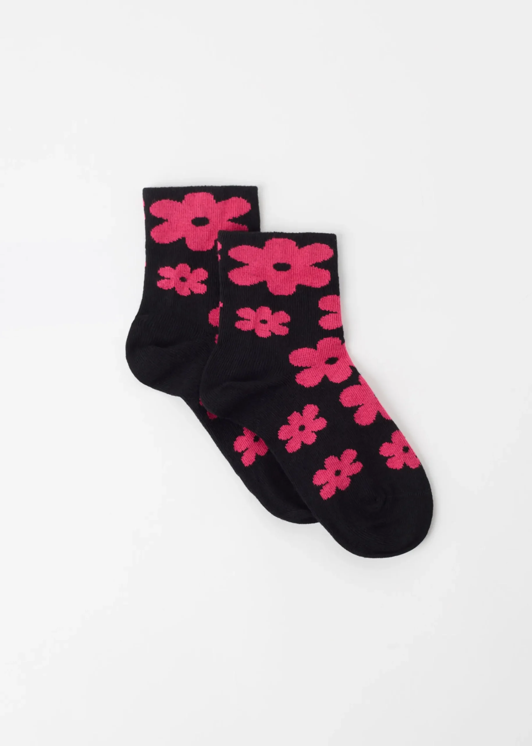 Short Socks^Calzedonia Girls' Floral Short Socks 9745 - Black Flowers