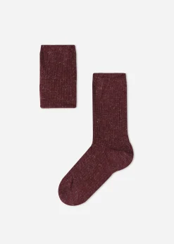 Short Socks^Calzedonia Girls' Glitter Cashmere Short Socks 9373 - Ch-Costa Bordeaux