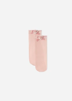 Short Socks^Calzedonia Girls' Rose Short Socks 5061 - Pink Small Rose Applique Tulle