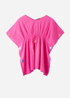 Beach Cover Ups^Calzedonia Girls' Tassel Kaftan Dress 614C - Bright Pink