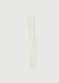 Tights^Calzedonia Girls' Wave-Patterned Micronet Tights 5260 - Milk White Waves